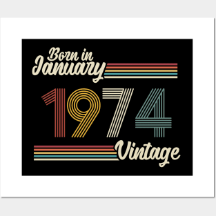 Vintage Born in January 1974 Posters and Art